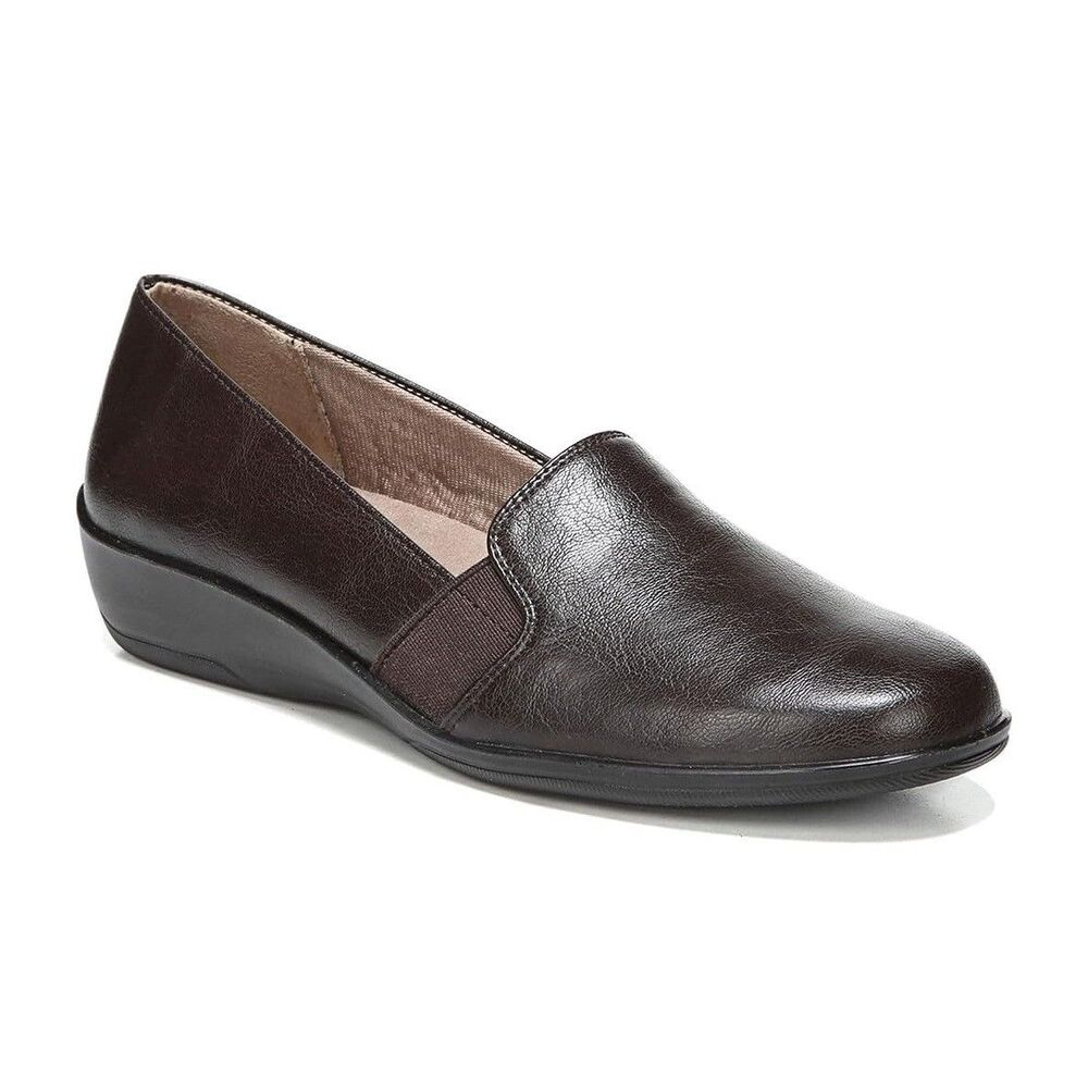 Life Stride Womens 12 W Dark Chocolate Brown Isabelle Faux Leather Flats NIB LM3